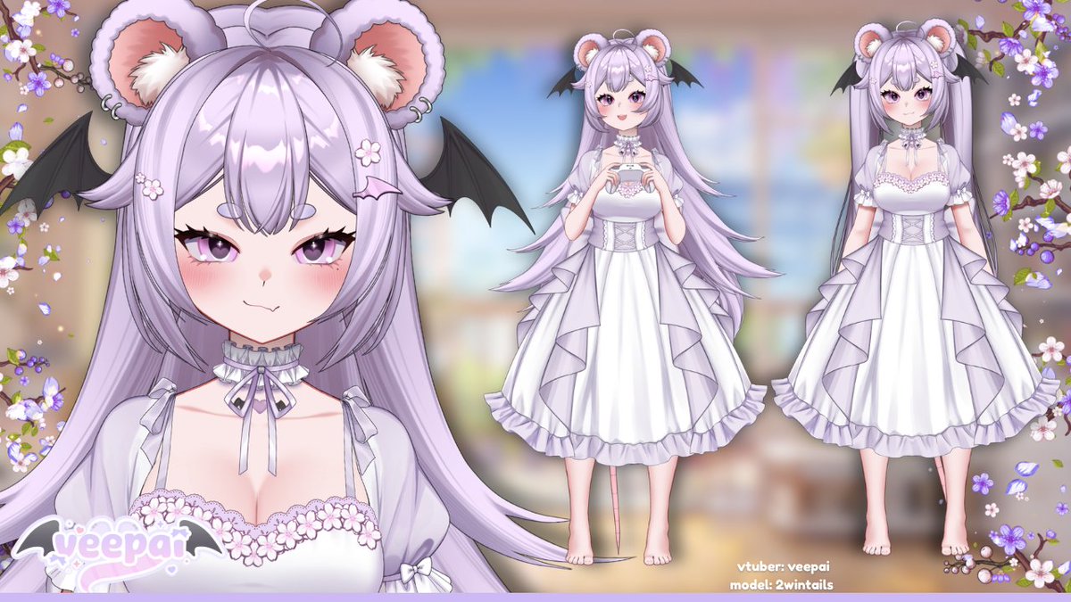 veepaivt's tweet image. 🌸eep! springpai ref sheet🌸
she's here til summer so a new pinned tweet with all my info was in order! ♡

💜⊹₊ oshi marks: 💜🐁🦇
🐁⊹₊ tags: #bratillust #bratstream
🦇⊹₊ spring model: #2wintailscustomizablemodel
🌸⊹₊ ur bratty bat rat girl is dtf (down to frolic)