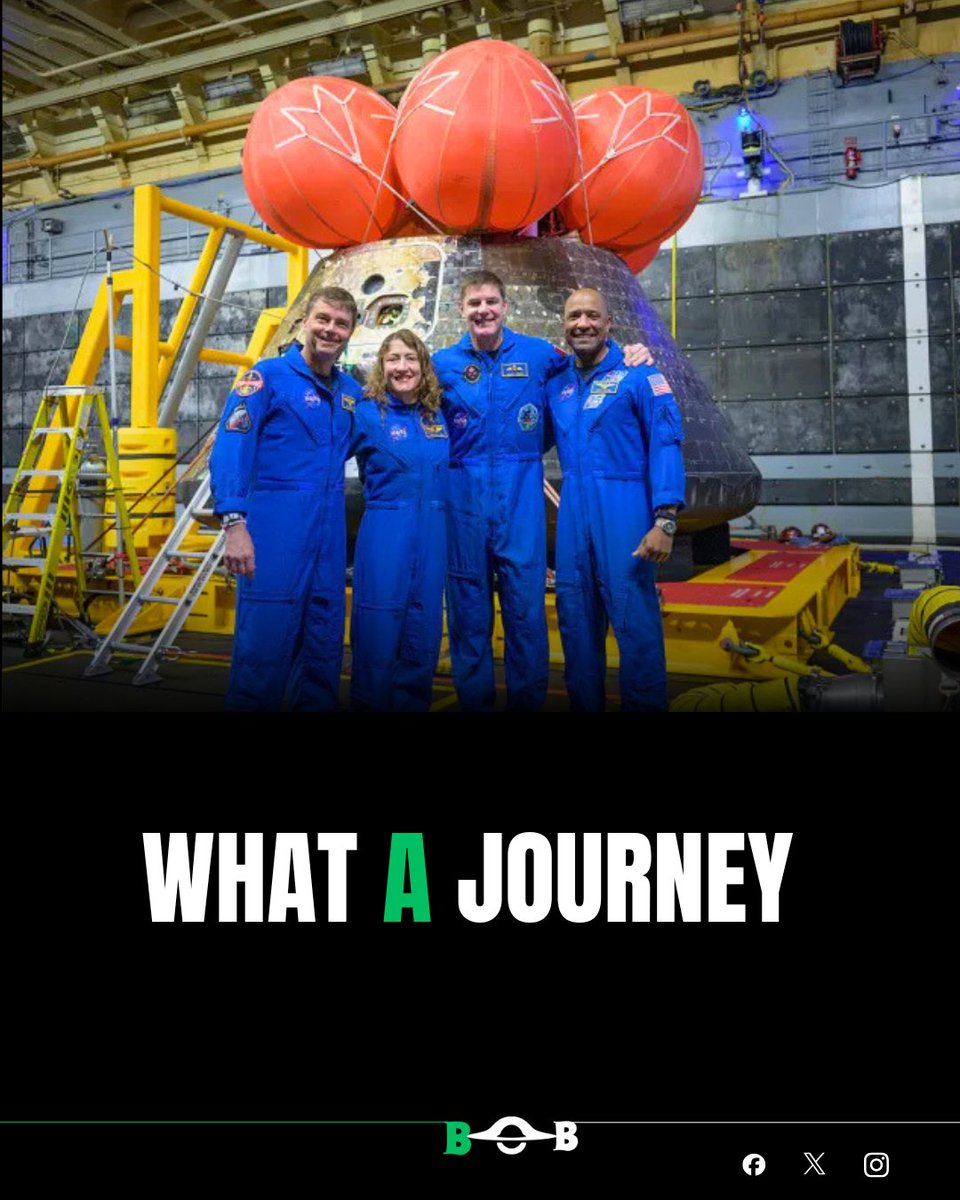 bio_buzz30's tweet photo. Artemis II astronauts captured a group photo after seeing their Orion spacecraft, "Integrity," in the well deck of the USS John P. Murtha after splashdown! 📸🚀 #Astronauts #Orion #Splashdown #artemis #space #moon 
📷 #NASA https://t.co/I8JEl3XwQD