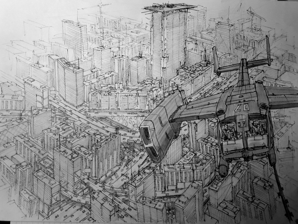 This is a series of drawings i did of a cyberpunkish city about 7 years ago but i think they still mostly hold their own(maybe partially thanks to the "more detail-more better" approach replacing actual artistry lol)