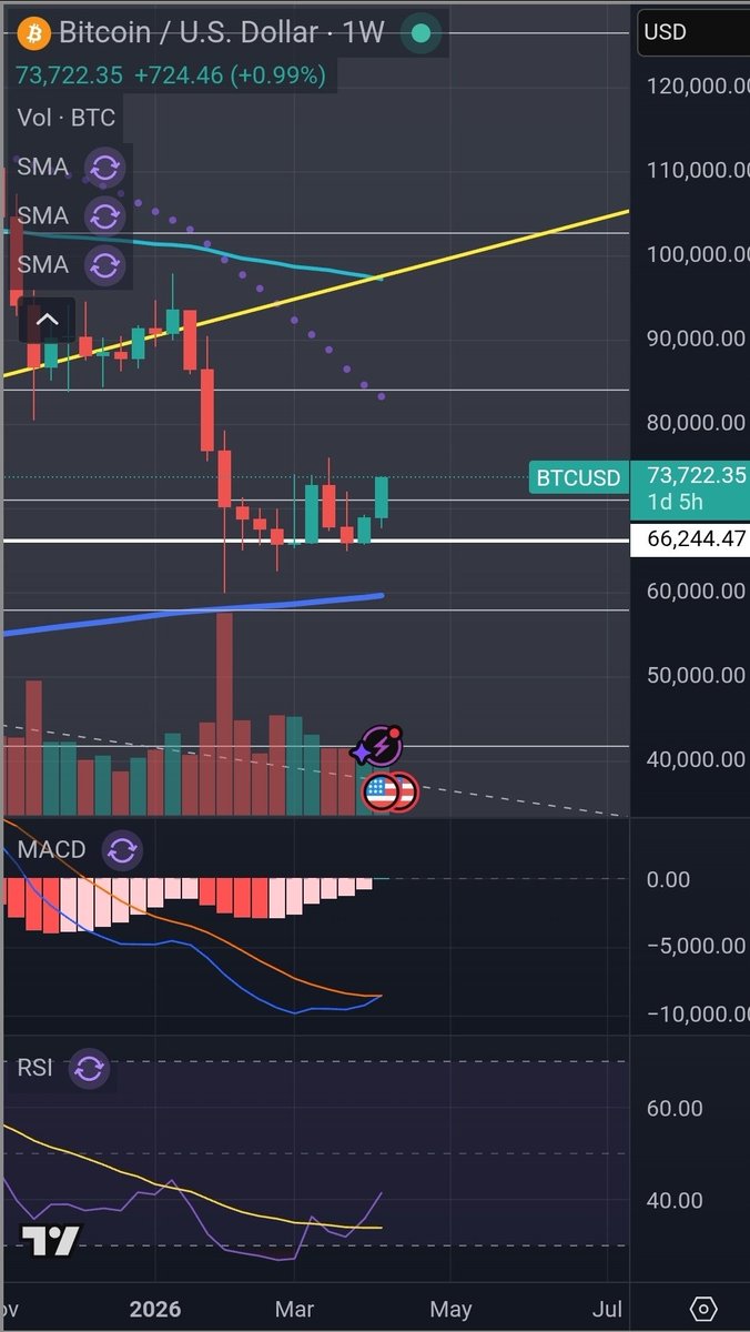 tridenthodl's tweet photo. Weekly MacD has flipped GREEN for #Bitcoin! Should probably buy some more! #bullish https://t.co/nXzV91Ta2X