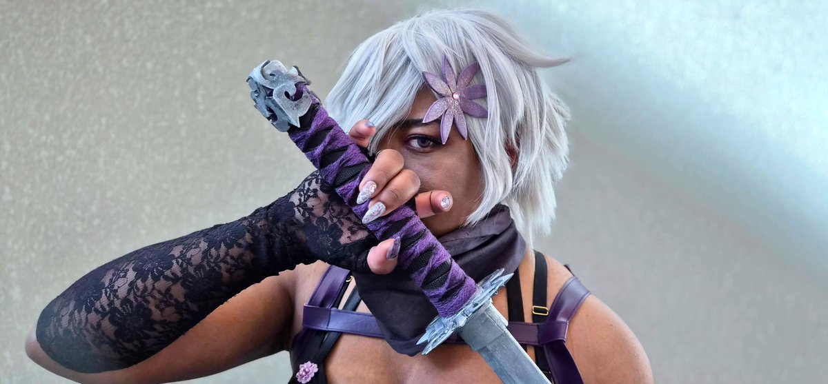 nocturnecrow's tweet image. didn't get a lot of pics of my nmh2 shinobu but! i did finally edit these ones i rly liked🫶🏾 hoping to get her sword fixed up and get a more professional photoshoot done for her soon!🪻💜 #nomoreheroes #killthepast