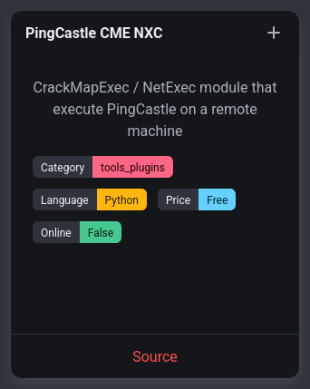 rawsec_cyber's tweet image. New entries were added on the #Rawsec #Cybersecurity Inventory

@noraj_rawsec added  

📌 PassTheCert by @AlmondOffSec
📌 SEC0, SEC1, PT1 and SAL1 certificates by @tryhackme
📌 PingCastle CME NXC by @0xTRIKKSS
📌 XSScope by @kleiton0x7e

inventory.raw.pm