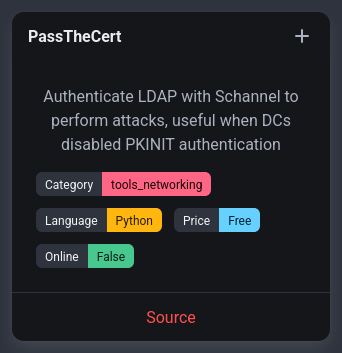 rawsec_cyber's tweet image. New entries were added on the #Rawsec #Cybersecurity Inventory

@noraj_rawsec added  

📌 PassTheCert by @AlmondOffSec
📌 SEC0, SEC1, PT1 and SAL1 certificates by @tryhackme
📌 PingCastle CME NXC by @0xTRIKKSS
📌 XSScope by @kleiton0x7e

inventory.raw.pm