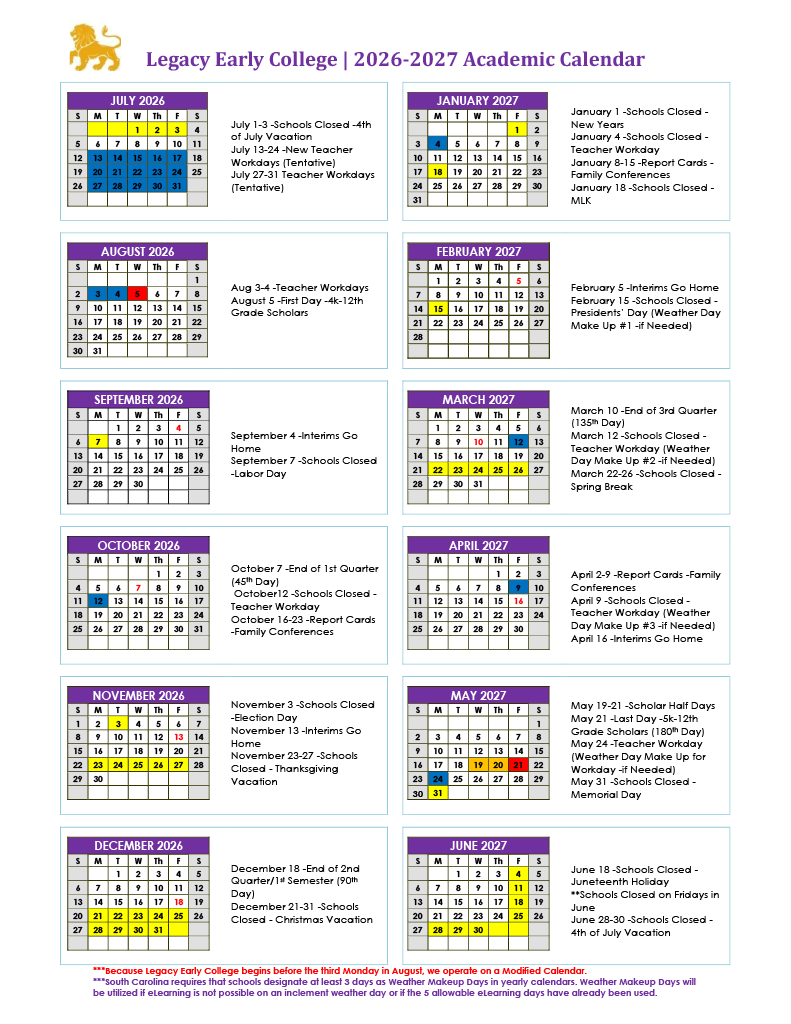 LegacyEarlyC's tweet photo. Check out our 2026-2027 school calendar! Print it out and pop it on your fridge—we can’t wait for another amazing school year ahead! https://t.co/mXteklAdWd