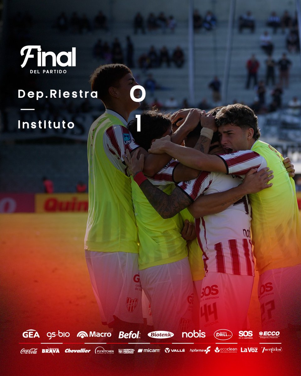 🔚 ¡𝗚𝗔𝗡𝗢́ 𝗘𝗟 𝗚𝗟𝗢𝗥𝗜𝗢𝗦𝗢 𝗖𝗢𝗥𝗗𝗢𝗕𝗘́𝗦! 🇦🇹

⚪️⚫️ Riestra 0️⃣
🔴⚪️ Instituto 1️⃣

#TorneoMercadoLibre Apertura ⚽️
📺 Seguilo en vivo por TNT Sports
➡️ Suscribite a packfutbol.com.ar