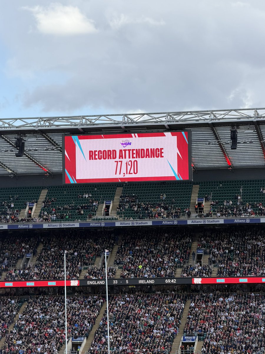 ellsjc's tweet photo. Another day, another game at Twickenham watching our Grand Slam Champions kick off their Women’s Six Nations campaign with a win! 🌹🤩 @allianz_stad @RedRosesRugby @Womens6Nations #WearTheRose #RedRoses https://t.co/SPyOZzBkNQ