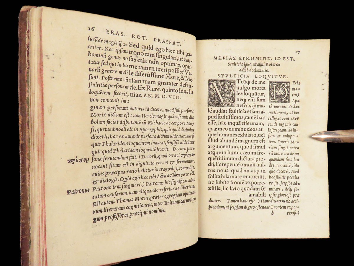SchilbRareBooks's tweet image. Erasmus' satirical work "In Praise of Folly" played a pivotal role in sparking the Protestant Reformation! This edition contains additional letters and commentary from Erasmus. (1551) Interested? ow.ly/H4k050YHkwV
Want more? ow.ly/Fitp50YHkwU

#Erasmus #Reformation