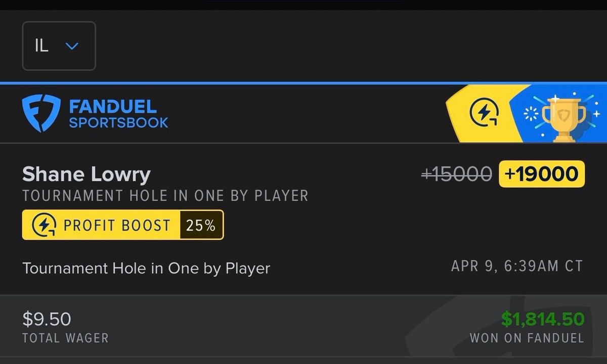 Boom!! <a href="/ShaneLowryGolf/">Shane Lowry</a>  Hole In One Cash!! Everyone please tag <a href="/FDSportsbook/">FanDuel Sportsbook</a> <a href="/br_betting/">br_betting</a>