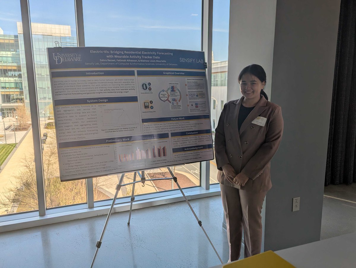 sensifylab's tweet photo. Proud of our @UD_CIS students presenting at the 2026 Spring VIP Showcase at @UDelaware!

Posters on residential energy, media literacy, and social media analysis—great examples of computing for social good in action. 👏

#VIP #HCI  #CS #UndergradResearch #UDel https://t.co/vp41M1nG6M