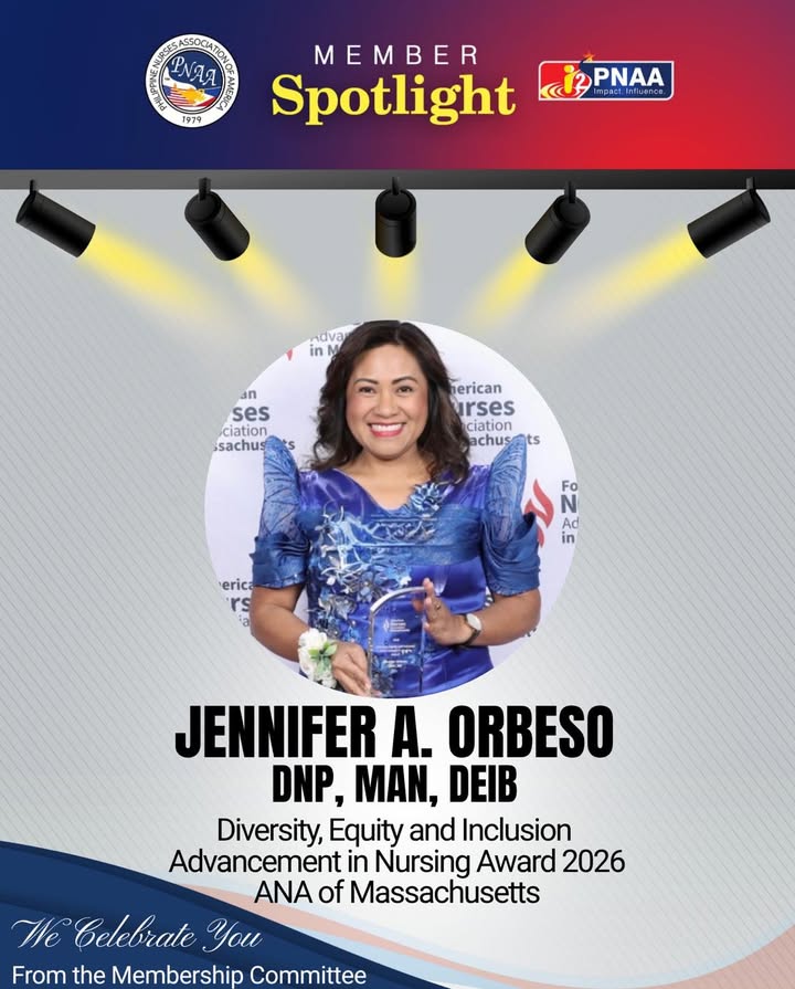 mypnaa's tweet image. Congratulations to Jennifer A. Orbeso, DNP, MAN, DEIB on receiving the Diversity, Equity, and Inclusion Advancement in Nursing Award 2026 from the American Nurses Association (ANA) of Massachusetts!
PNAA proudly celebrates YOU!
#i2PNAA #impactinfluence #membershipmatters