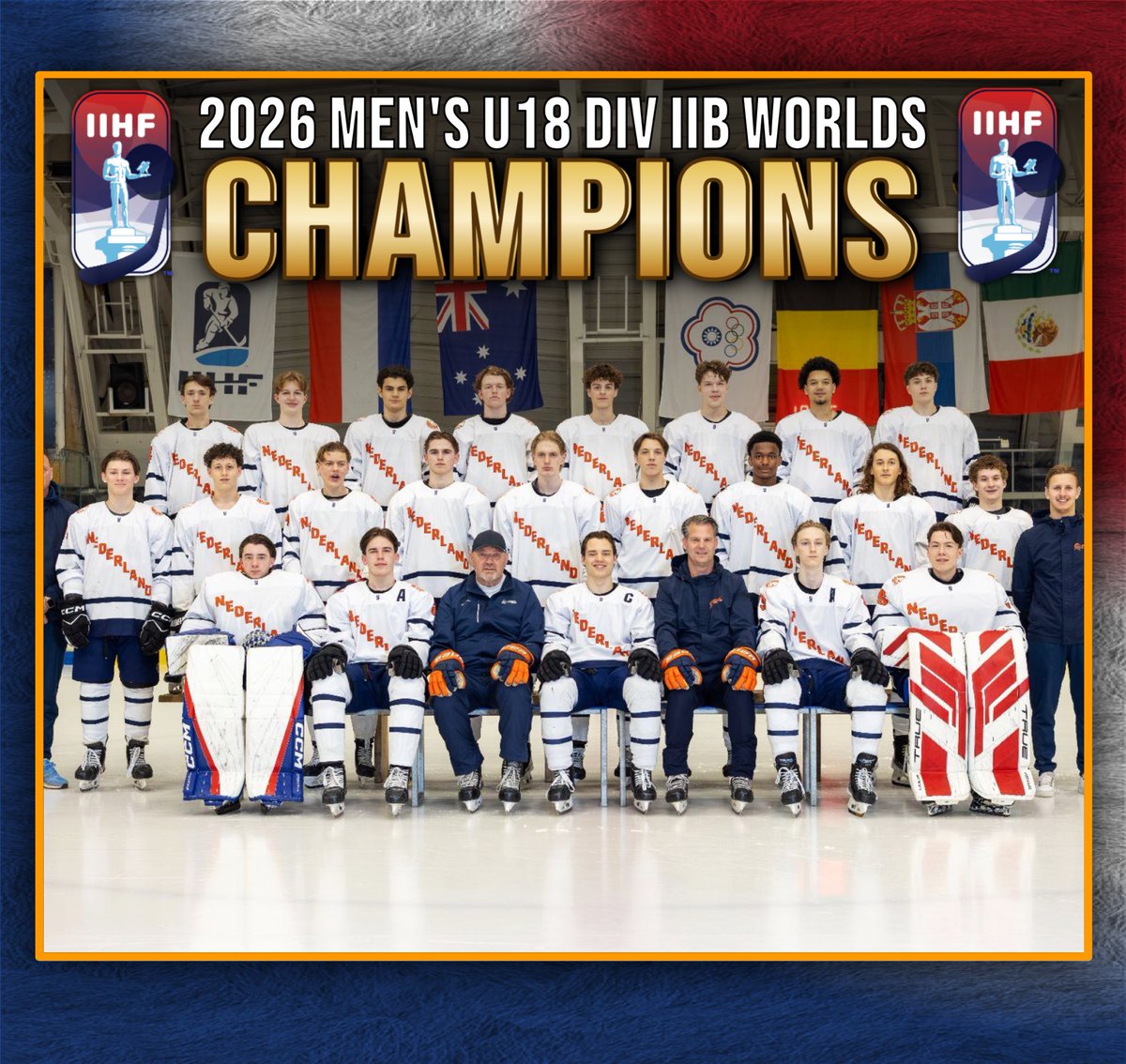 OnTheFly1515's tweet photo. Your final rankings for the 2026 Division IIB #U18MensWorlds!!!
What were your thoughts on this tremendous tournament!!!⬇️
📸IIHF
#iihf #hokejnaledu #mightyroos #hockeymexico #rbihf #TaiwanHockey #ijshockeynederland https://t.co/i1WPpQyPdl