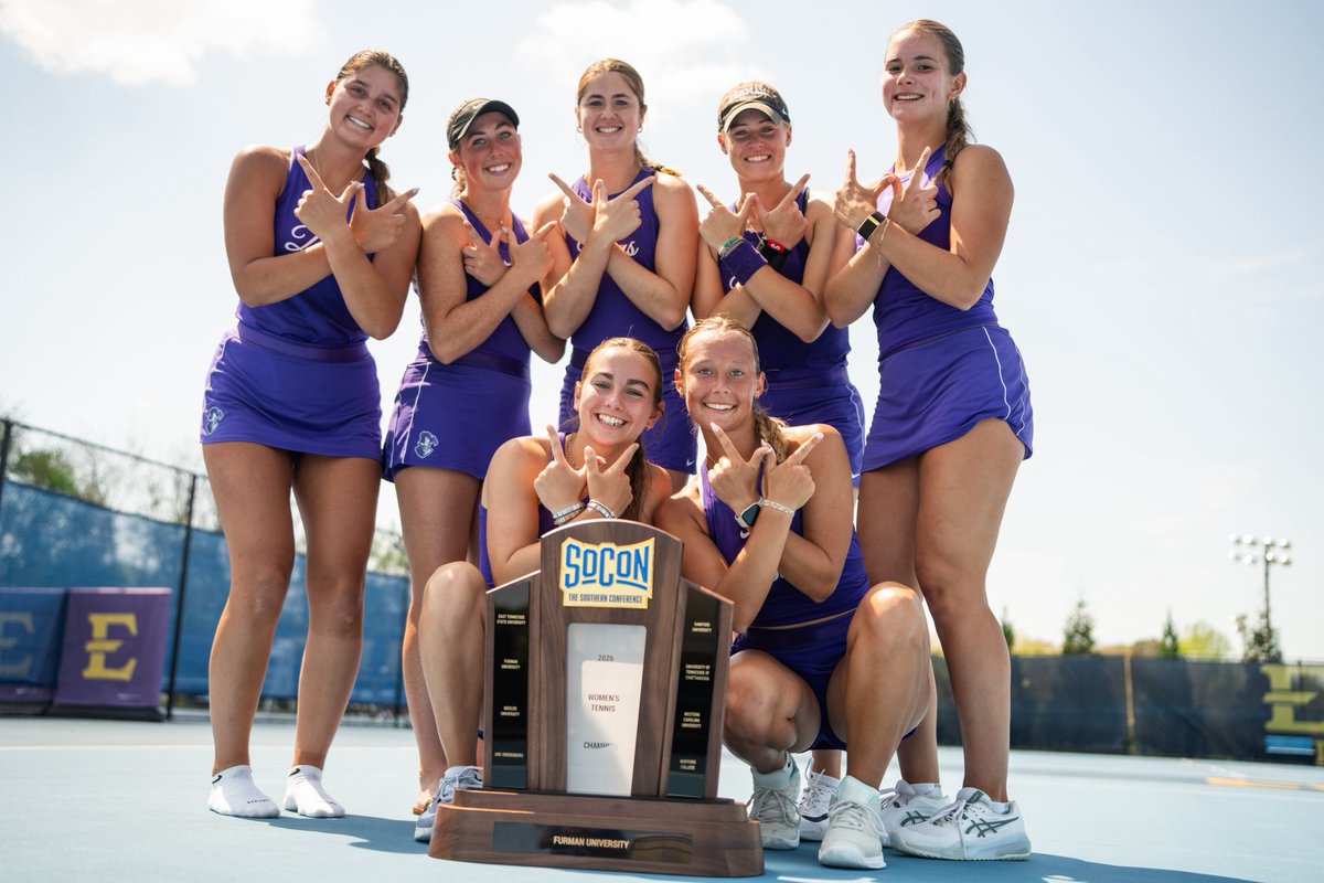 JDFurmanPaladin's tweet photo. CONGRATULATIONS @FurmanWTennis on Winning the SoCon Regular Season Championship! So proud of the team & coaches! Remarkable accomplishment after graduating 6 seniors. #GoPaladins https://t.co/qFwUhPgAx1