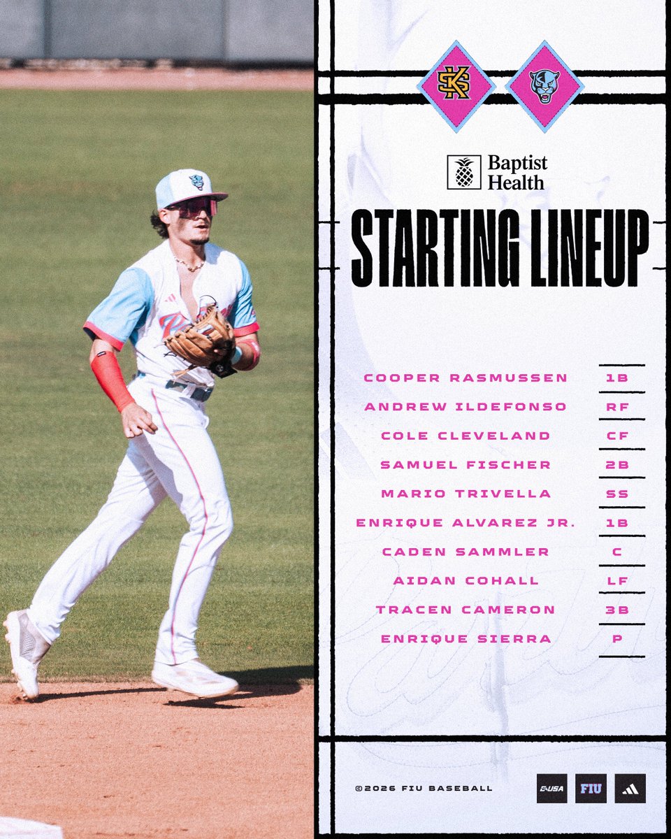 FIUBaseball's tweet photo. #VICEU starters ๐ฉท
@BaptistHealthSF https://t.co/lkXESvbgSh