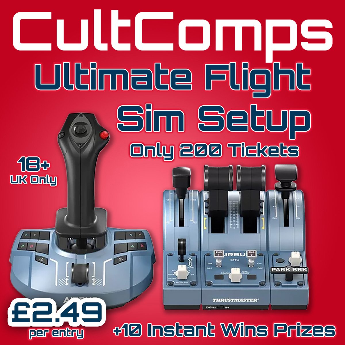 CultComps's tweet photo. 200 tickets. 10 instant wins. 👀

Win this Thrustmaster Airbus flight sim setup ✈️

Just £2.49 per entry

Low odds. Real prizes.

Enter now 👇

#UKCompetitions #Win https://t.co/RAP8zy7XXK