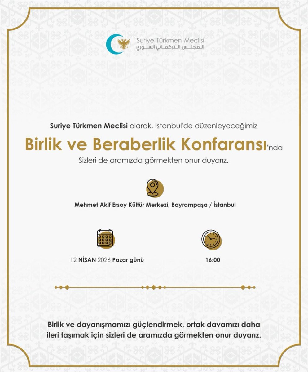 Gönül coğrafyamızın sönmez meşalesi Türkmeneli ruhuyla İstanbul’da buluşuyoruz. Birliğimizin gücünü, kardeşliğimizin sarsılmaz bağlarını hep birlikte haykırmak için tüm halkımızı davet ediyoruz. Sesimize ses, gücümüze güç katmaya bekliyoruz.
