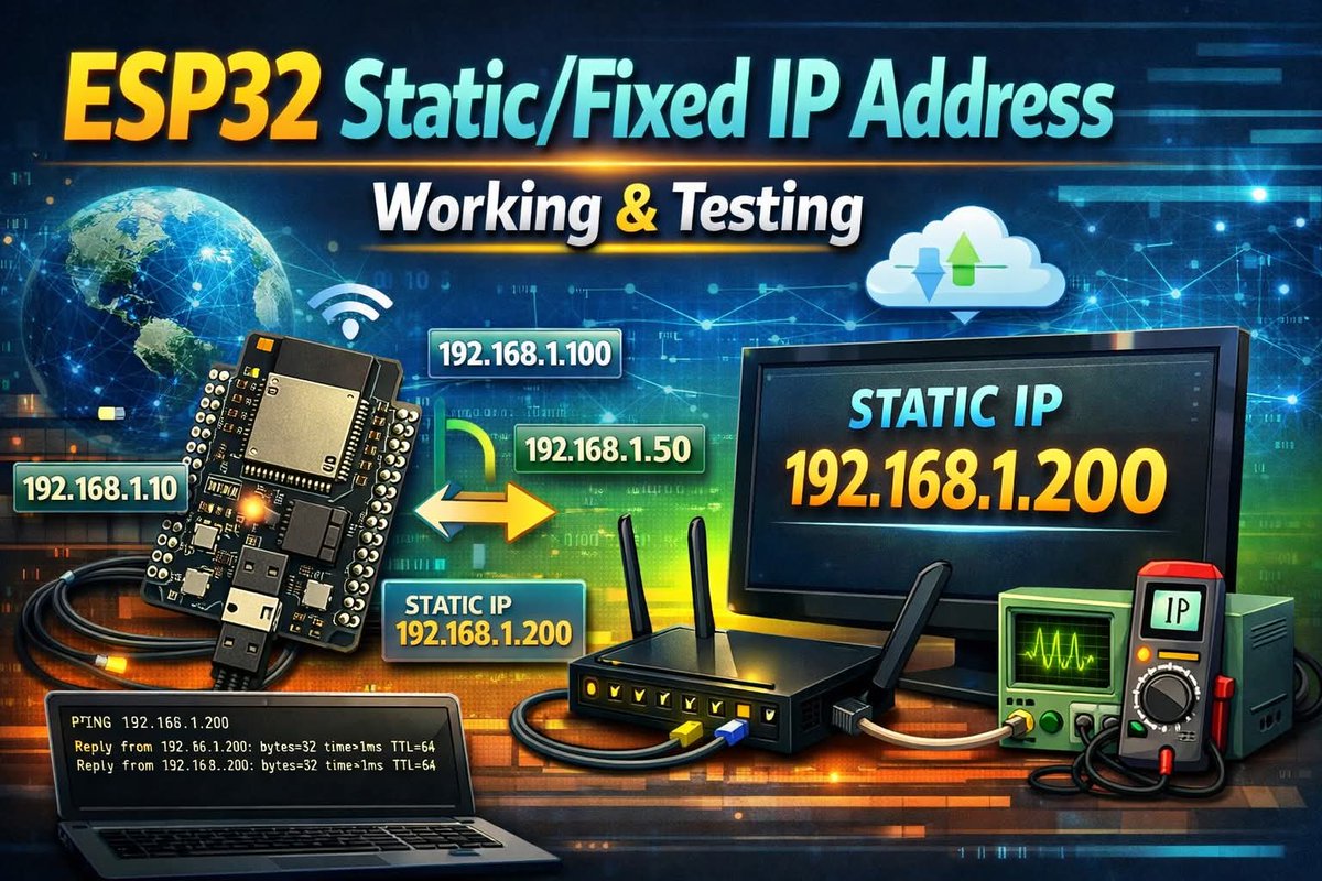 ebokify's tweet photo. ESP32 Static/Fixed IP Address – Working &amp; Testing 
https://t.co/JKU6NDn81A

🔥 Top 6 ESP32 eBooks for $20
https://t.co/Hxqate8M7u

#ESP32 #ESP32S3 #ESP32C6 #ESP32Project #ESP32Tutorial #Espressif #Arduino #IoT #Microcontroller #ebokify https://t.co/C35Uf4S4pJ
