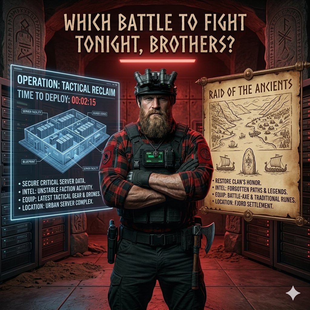 Ragnar_830_'s tweet photo. Gear up, brothers! 🪓 The armory is open, but which battle are we dropping into tonight?
A) Operator 💥
B) Escape from Tarkov 💀
Cast your vote below and let’s get this raid started! 👇
#Operator #EscapeFromTarkov #TacticalShooter #WeekendGaming #GamerPoll https://t.co/SnqUexMS0v