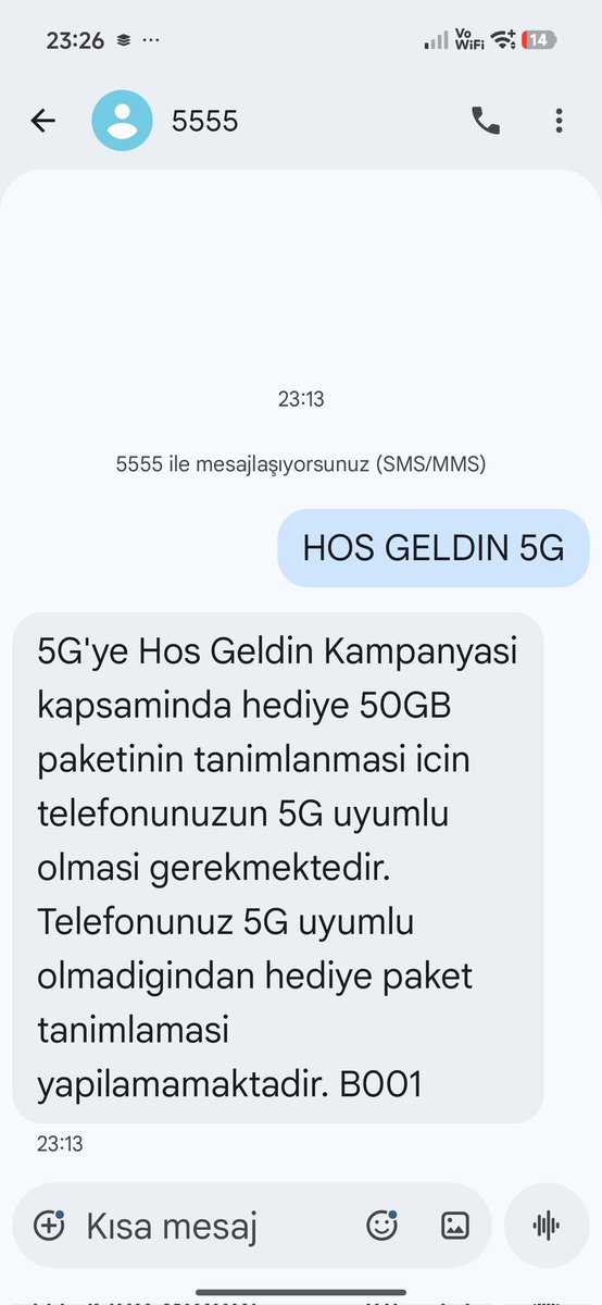 issos333's tweet photo. @TurkTelekom telefonum 5g ye uyumlu olduğu halde. Uyumsuz olduğu yönünde SMS atiyorsunuz. Müşteri hizmetleri de buna çözüm üretilmiyor. Telefonun Xiaomi 15t pro https://t.co/P8HW87iuSF