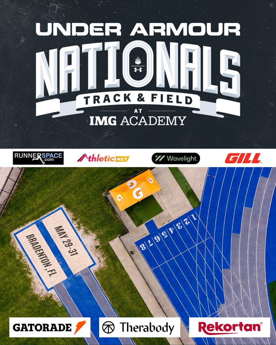 runnerspace's tweet photo. Under Armour Nationals.
Bradenton, Florida.
48 Days.
Register ➡️ https://t.co/DmCW7mVzs6
All meet information ➡️https://t.co/eRKG42m0AU
#UATFNationals #RunnerSpace #UATrack #UANationals #partner https://t.co/sDWgCe82Pd