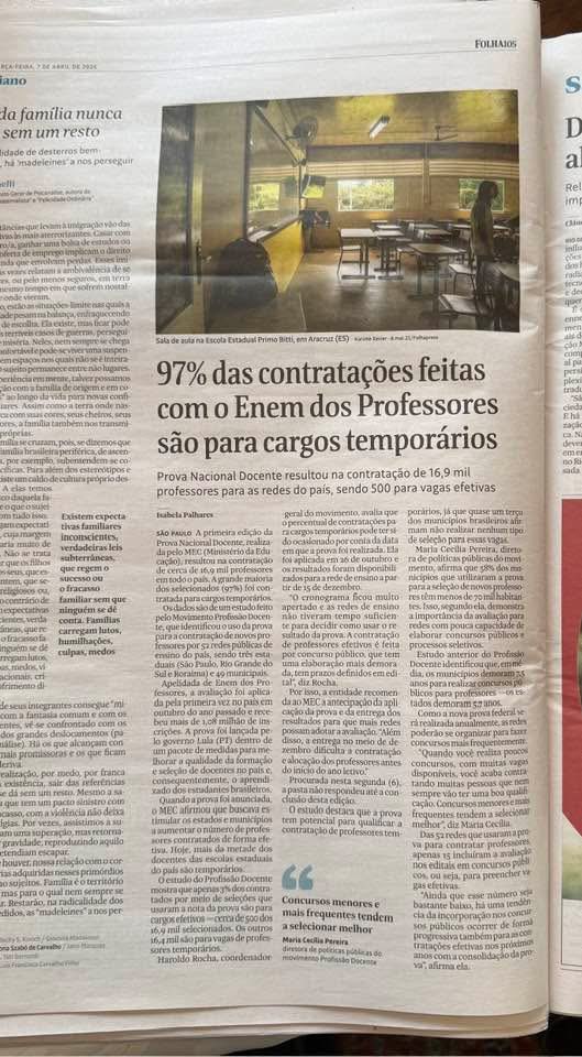 Foi uma boa ideia aperfeiçoar o ENADE das licenciaturas e transformá-lo numa Prova Nacional Docente que possa servir como etapa de concurso para professores. Afinal, muitos municípios não têm estrutura. Mas usar a Prova para selecionar sobretudo professores temporários, não faz