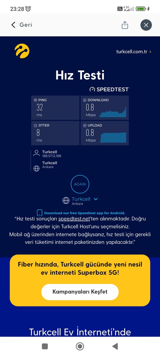 okandurna's tweet photo. @Turkcell bıktım.... Daha önce şikayet ettim yükselttiniz "2" mbps e "çıktı" bu nasil hız diyerek tekrar şikayet ettim sonuç bu... Artık diyecek birşey bulamıyorum 5g hizmeti yüksek hız diyorsunuz ya telefonum 5g desteklese 1 mbps mi vereceksiniz.. https://t.co/NoObWfQ3RE