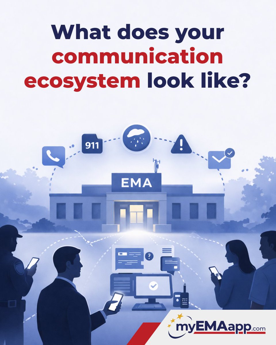 MyEMAapp's tweet photo. Emergencies don’t happen in silos. Neither should communication. Strong emergency management depends on connected partners, aligned messaging, and informed communities.

What does your communication ecosystem look like? https://t.co/IPyYmd2Vv6