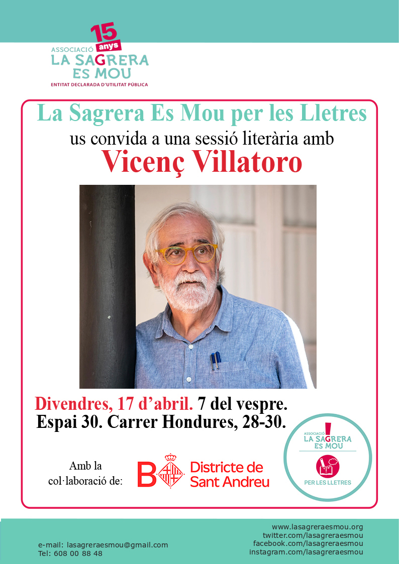 LaSagreraEsMou's tweet photo. Divendres, us esperem a @Espai30_Sagrera amb en #VicençVillatoro
@avvlasagrera @FesteslaSagrera @escolaelsagrer @EscolaPegaso @clubpaticongres @Escola_LEstel @CCLaSagrera @BCN_SantAndreu @SagreSamba @aepaucasals @La_Sagrera @SagrerencCE @AF30Passos @PBXXVIISagrera @crist_rei https://t.co/sdaJvdHe3x