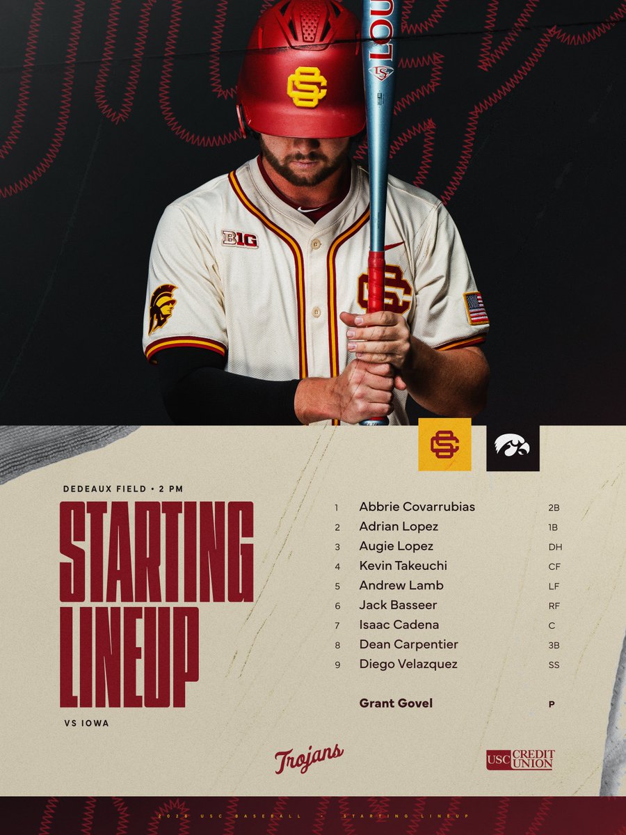 USC_Baseball's tweet image. Locked in for day two against Iowa ⚔️✌️

📺 bigtenplus.com/en-int/livestr…
📊 usctrojans.com/sidearmstats/b…

#FightOn x #GameDay