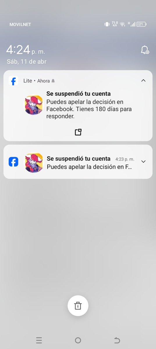 Wey ya no me quedan más cuentas, al mismo tiempo me suspendieron la de Fabi Jiji definitivamente 

Que plataforma de mierda es Facebook, la odio y repudio con toda mi alma