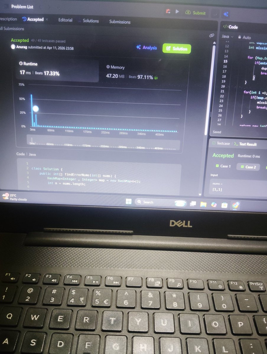PlacementDiary's tweet image. Day 67

DSA:
Finding Missing and Duplicate Element

English:
Spoken practice

Did very little today, but stayed consistent.

#Day67 #LearningInPublic #Consistency
