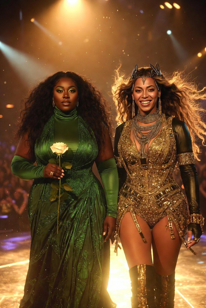 Ofori34481162's tweet photo. "Queens supporting queens! ✨ Loving the energy and style these three are bringing. Jalisa's got the moves, Avari's serving looks, and we all know Beyoncé sets the standard! What's your favorite thing about each of them? 👇 #Jalisa #Avari #Beyonce #GirlPower #StyleIcons #TrendingNow #MusicAndFashion"