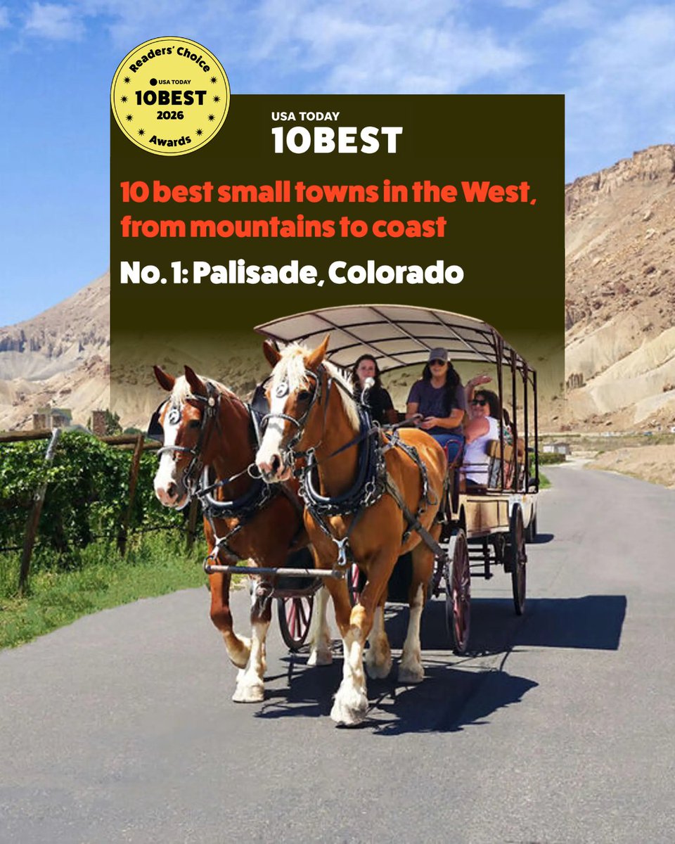 GovofCO's tweet image. Colorado shines! Proud to see such a strong Colorado showing on the USA Today 10 Best (@10Best) list of the best small towns in the West, with Palisade topping the list and Breckenridge at #5! Located near Grand Junction along the Colorado River, Palisade the “Peach Capital of