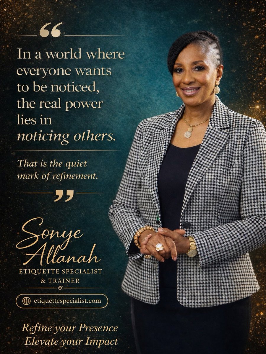 Sonyemaria's tweet photo. If people feel seen around you, you’re already powerful. 

#SocialEtiquette #GracefulLiving #EmotionalIntelligence #ExecutivePresence #AllanahEtiquette #RefinedLiving #SoftPower #InfluenceWithGrace https://t.co/WgFMvUfRm9
