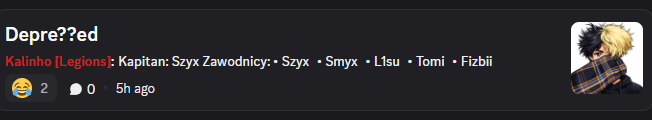 NO I MAMY TO💪

CHULIGAN ZE STALOWEJ WOLI (TEN OD WYDAWANIA WYROKÓW I ROZP* KONKURENCYJNYCH SERWERÓW) <a href="/szyxuu/">szyxcv</a> 

OFICJALNYM PARTNEREM <a href="/UGPolska/">Underground CS2 Polska</a> XDDDD
<a href="/KalinhoGG/">Kalinho</a> DLACZEGO WY SOBIE TO ROBICIE XD

GRATKI DLA TEAMMATÓW I POWODZONKA W GRANIU LATE NIGHT FC, BO TYLKO TYLE WAM ZOSTANIE XD