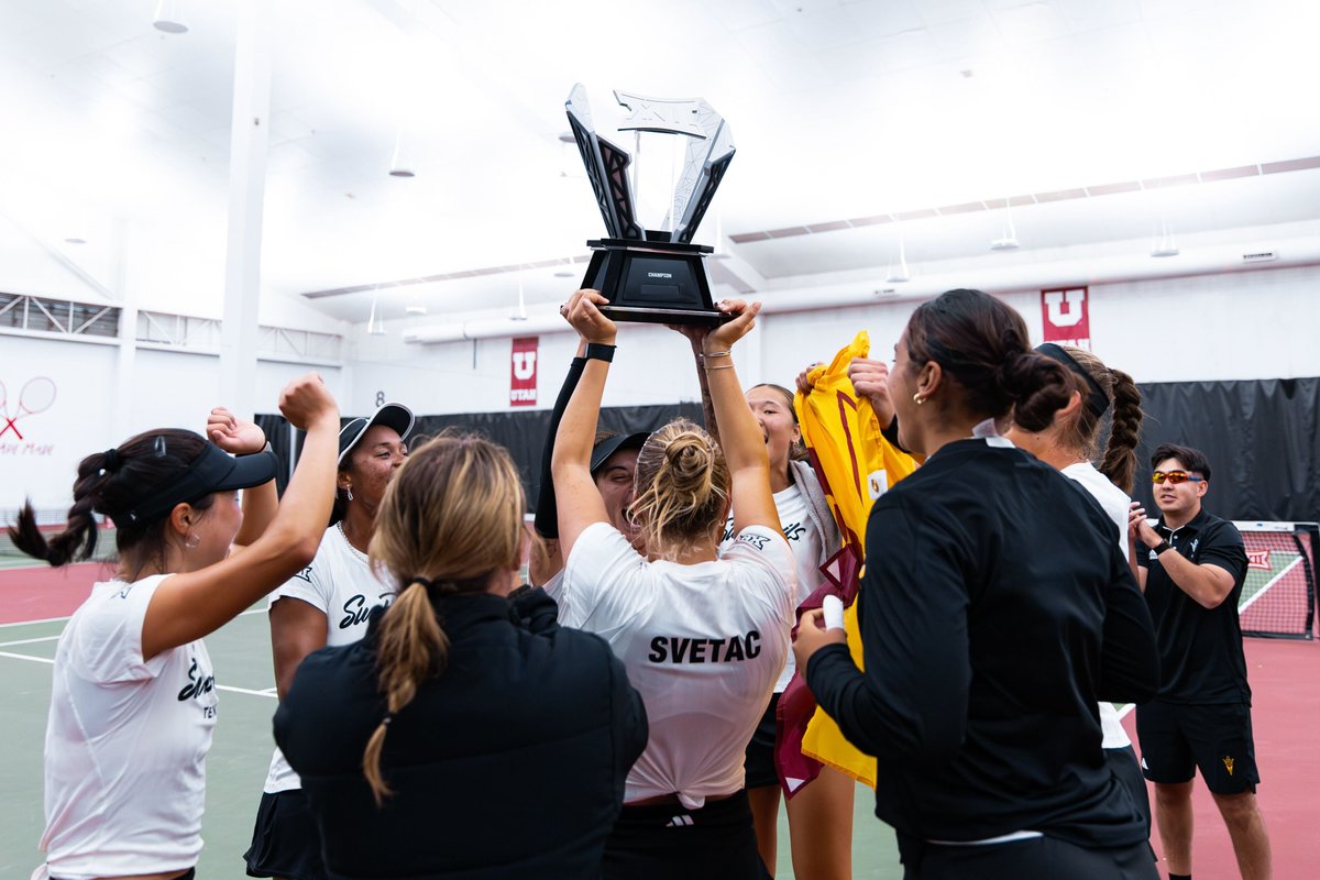 Today's victory over Utah clinched a share of the Big 12 Regular Season title, our first in program history! 😈🏆

📸: Utah Athletics
#ForksUp /// #O2V
