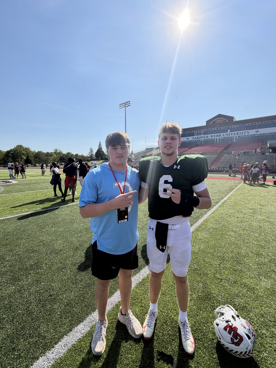 max_d1616's tweet photo. Had a great Junior Day at Gardener Webb 
Thank you for the invite and opportunity @Ryver_Rodriguez @CoachK__Mac I had a great time and got to see a great campus and facilities!!
@burns_football @DorienStarnes @pepman704 @CoachFree1906 
@DevineDomino @coach_3K @Ereed26 https://t.co/Wz1Mjj1nR7