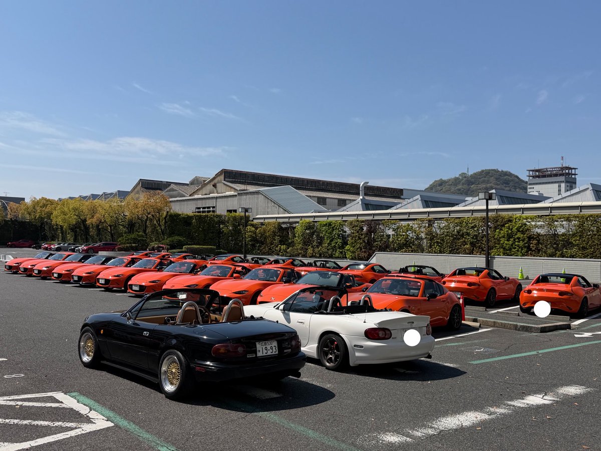 uuuu512uuuu's tweet image. 家帰る前に本社寄ってみるとオレンジロードスター30周年ミーティングが開かれてて圧巻‼️
そこにおられたNA NB乗りの方と色々お話ししたあと並べてきました✌️すごい綺麗なロードスターだった😎
#MAZDA #ロードスター #NAロードスター #マツダ