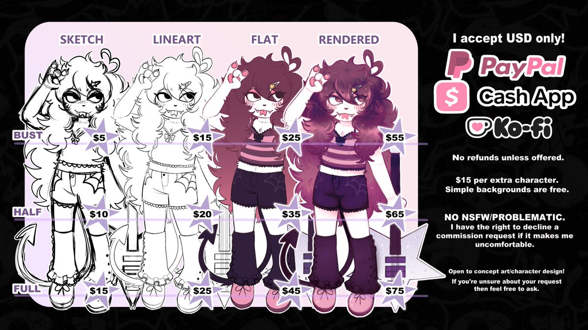 Rotten_Devil's tweet image. New sheet! Prices are finally updated! 🖤🦇✨
Feel free to DM me for inquiries or questions!

rottendevil.carrd.co
#whtwt #commissionsopen