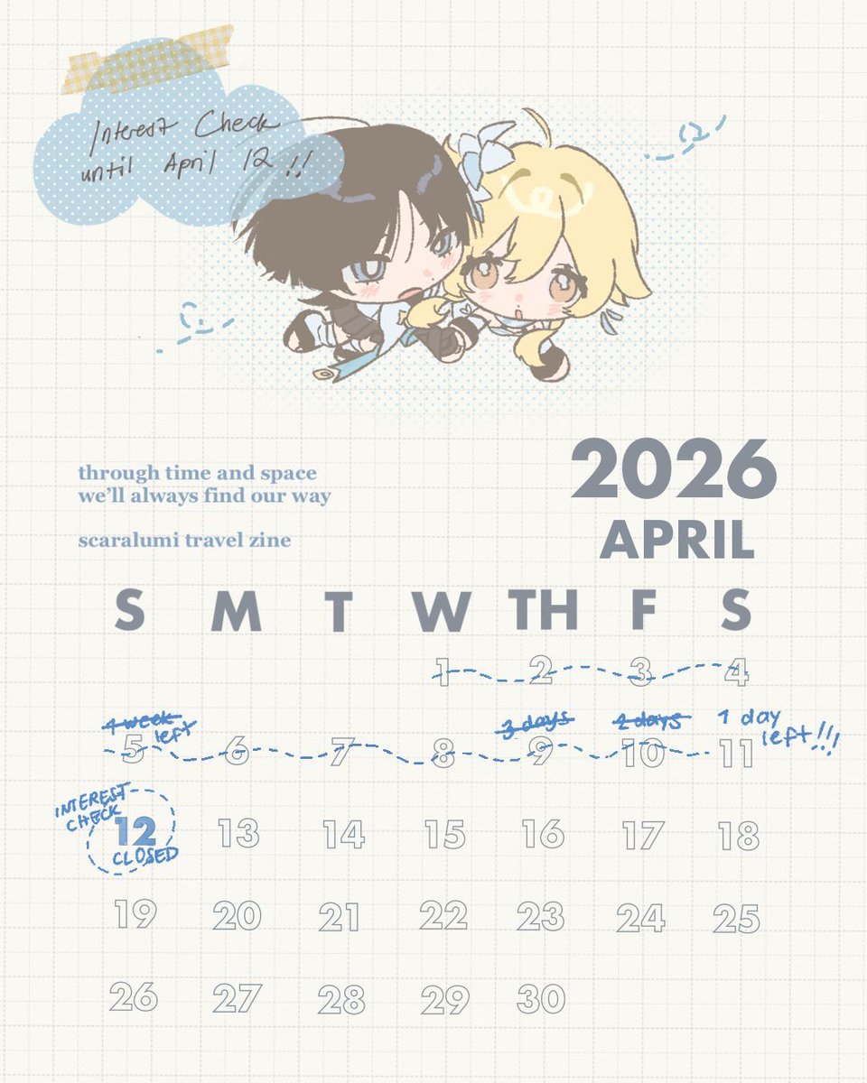 📆 1 Day Until Interest Check Closes!

With only 1 day left of our Interest Check, #Scaralumi's travels are right around the corner and they want your help to finalize the details!

Interest Check: tinyurl.com/scrlm-travel-ic

#wanlumi #放蛍 #スカ蛍 #GenshinImpact