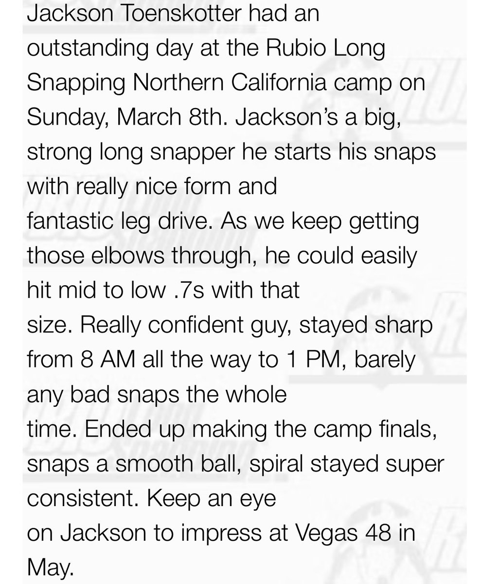 Write up from NorCal Rubio camp in march