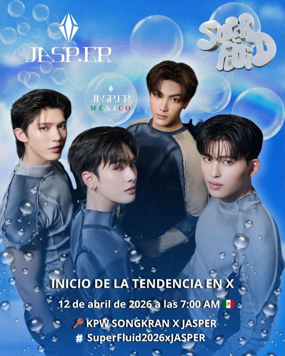 jasp_ermex's tweet image. ✨💦 THE MOMENT IS COMING 💦✨

#SuperFluid #SuperFluid2026
#KingPowerSongkran2026
#JASPER #aou_tnbknr #JoongArchen #Santapp #ppnaravit 

Jasper está listo para encender el escenario en el
KING POWER RANGNAM SONGKRAN FESTIVAL 🔥

Prepárense para una presentación llena de energía,