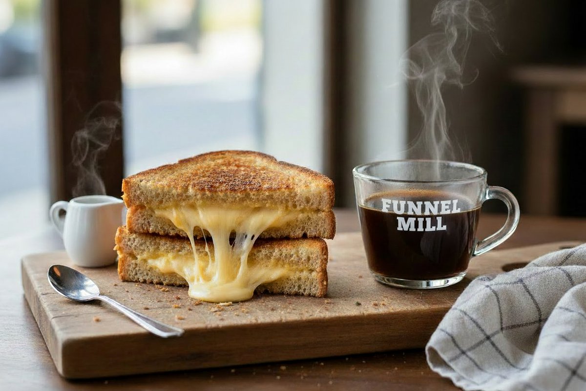 There's nothing quite like a perfectly golden, crispy grilled cheese sandwich paired with a hot cup of Funnel Mill Roast coffee for the ultimate comfort experience.

Appreciate any comment or feedback. 🙏