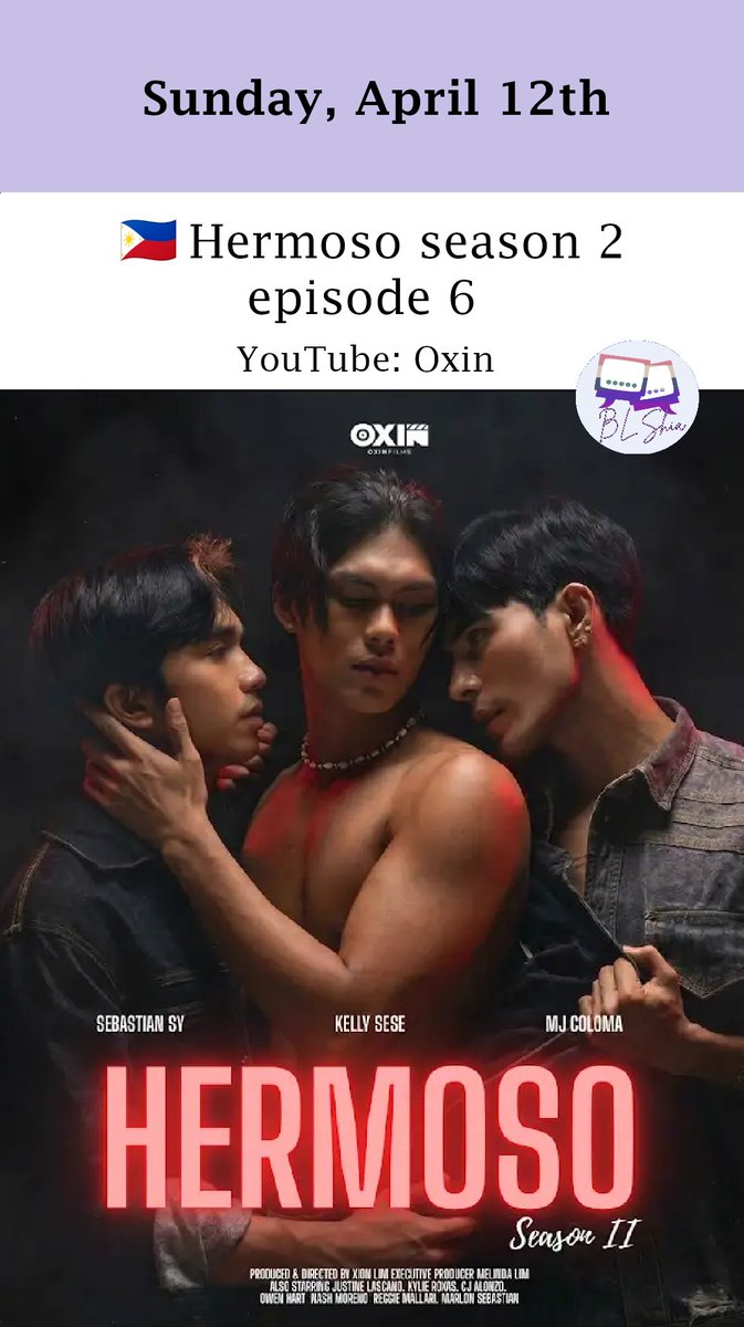 BlShia74220's tweet photo. New episodes Apr.12.2026!
(Posted with the wrong airing date. Here is the corrected information.)
📺#HermosoS2
📺#TheMaskedHearts (Finale)
📺@MyRomanceSeries
#HermosoS2EP6 #TheMaskedHeartsEP8 #MyRomanceScammerEP11
@OxinFilms #FinalDraftCreation
@GMMTV @YouTube @WeTVOfficial https://t.co/MVguFIo6Fi