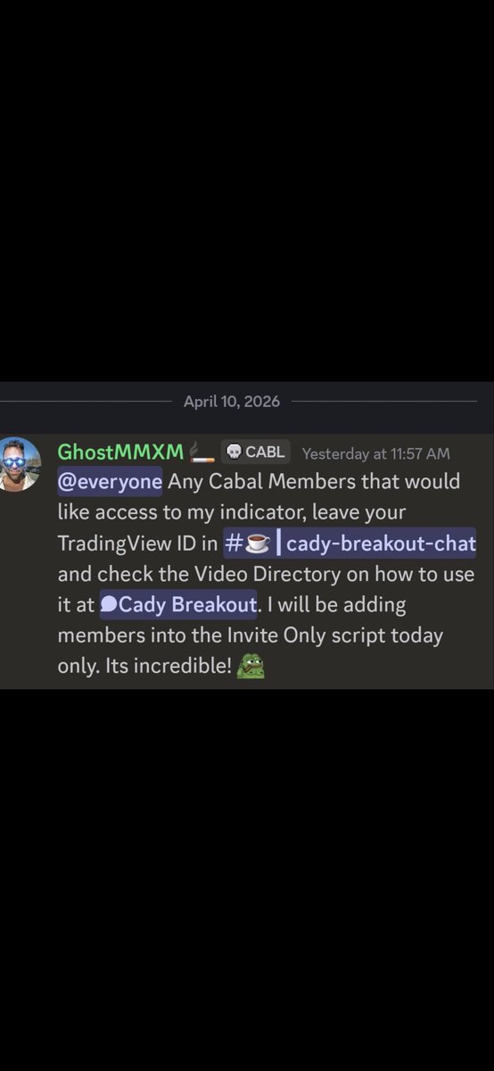 <a href="/GhostMMXM/">GhostMMXM</a>  the hardest worker in this space built a special place unlike any other.

MMXM SIMPLIFIED videos/ lectures

Liquidity Alerts - ⚠️ Key levels

Caddy Indicator for breakouts

Not to mention weekly VCs that sometimes last 3- 5 hrs and he answers questions.
🐐