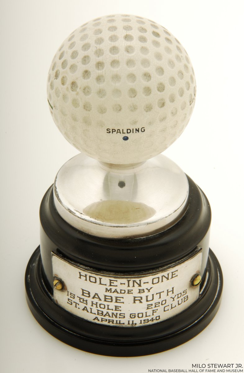 baseballhall's tweet image. What does Shane Lowry have in common with the Sultan of Swat? They both hit a hole-in-one on April 11.

The Bambino received this trophy – on exhibit in “Babe Ruth: His Life and Legend” – for his achievement at St. Albans Golf Club in 1940.