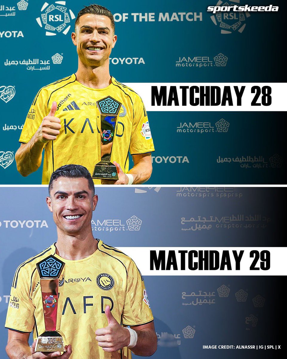 skworldfootball's tweet image. 𝗜𝗡𝗦𝗔𝗡𝗘 𝗙𝗢𝗥𝗠 𝗔𝗧 𝟰𝟭 😳🔥🐐

Cristiano Ronaldo delivers back-to-back Man of the Match performances. 💥

Still dominating at the highest level. 👑

#cristianoronaldo #alnassr #goat