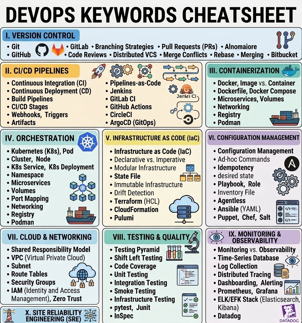 diegorojasj222's tweet photo. This cheatsheet is an excellent resource for anyone looking to start their DevOps journey.

#DevOps #DevOpsEngineer #DevOpsTools #DevOpsCommunity https://t.co/BaSxtemeMV