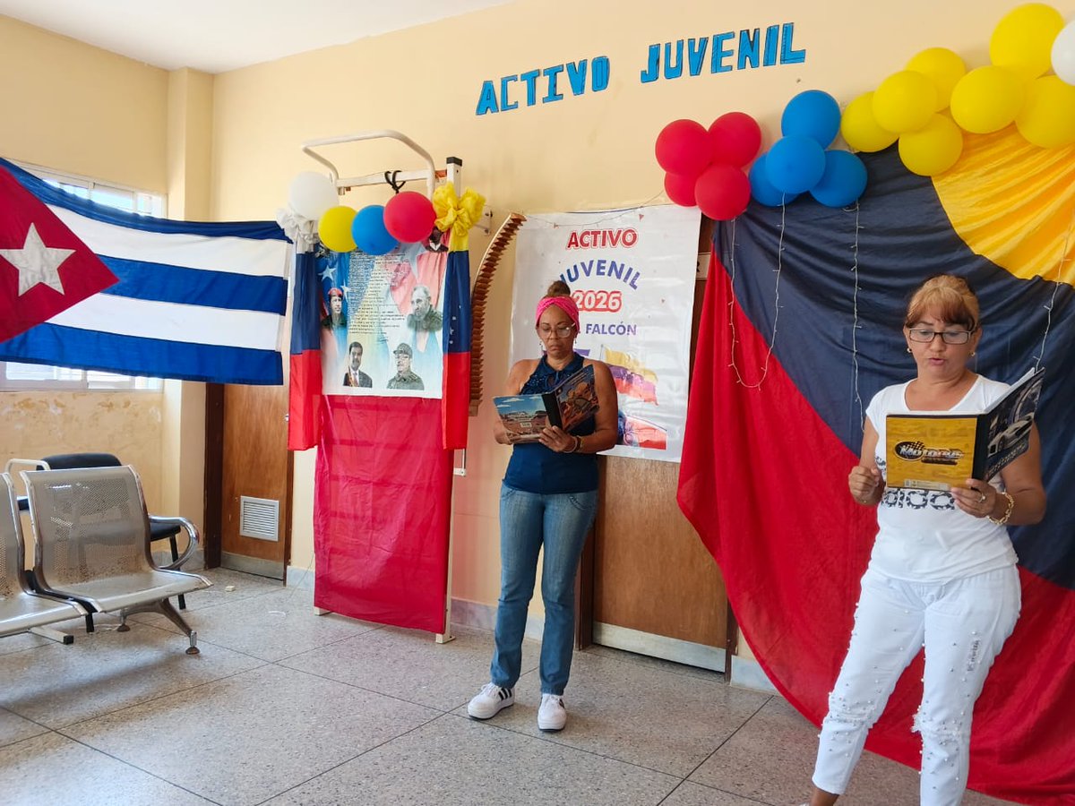 ¡Frente al bloqueo, más solidaridad! 🇨🇺🤝🇻🇪

Realizado el Activo Juvenil de Base en el CDI "Jesús Higuera", estado Falcón. Nuestros jóvenes debaten y reafirman que la unidad es nuestra mejor respuesta ante el asedio imperialista. ✨🩺✊

#AbrilDeVictorias #CubaPorLaVida