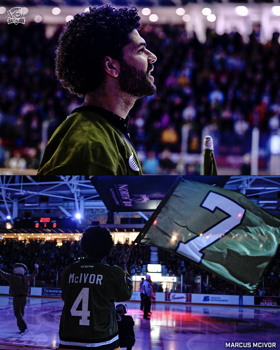 OHLBattalion's tweet image. Taking a look back at some of our past #7thMan flag bearer’s 🫡

Another special guest joins us tomorrow afternoon for Game 3, make sure you catch our pre-game ceremony for the reveal. 

🎟️ | tickets.battalionhockey.com 

#OHLPlayoffs | #GoTroopsGo