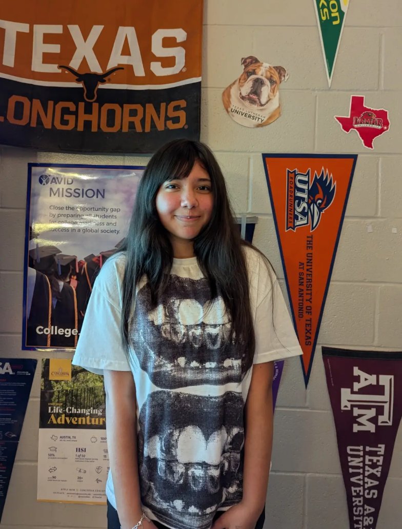 GoodnightSMCISD's tweet photo. "Our AVID Scholar of the Week is...Zoe Duenez 🥳🥳

Zoe is an all-star student! She passed all of her benchmarks this past grading period, has gotten A honor roll all year, stays on top of her work, &amp; is respectful &amp; helpful toward her teachers &amp; peers. Keep up the AMAZING work!" https://t.co/WYsCLpTrdv
